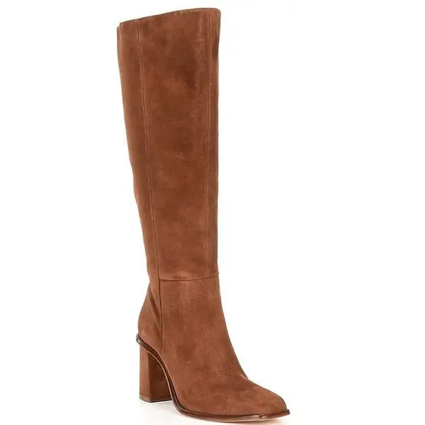 Antonio Melani Valerie Suede and Leather Tall Shaft Dress Boots (Pecan Pie)