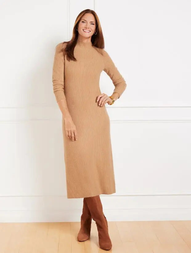 Mockneck Sweater Dress (Camel)