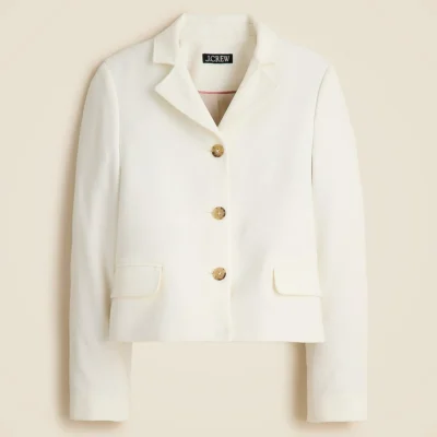 Cropped Lady Blazer in Four-Season Stretch (Ivory)