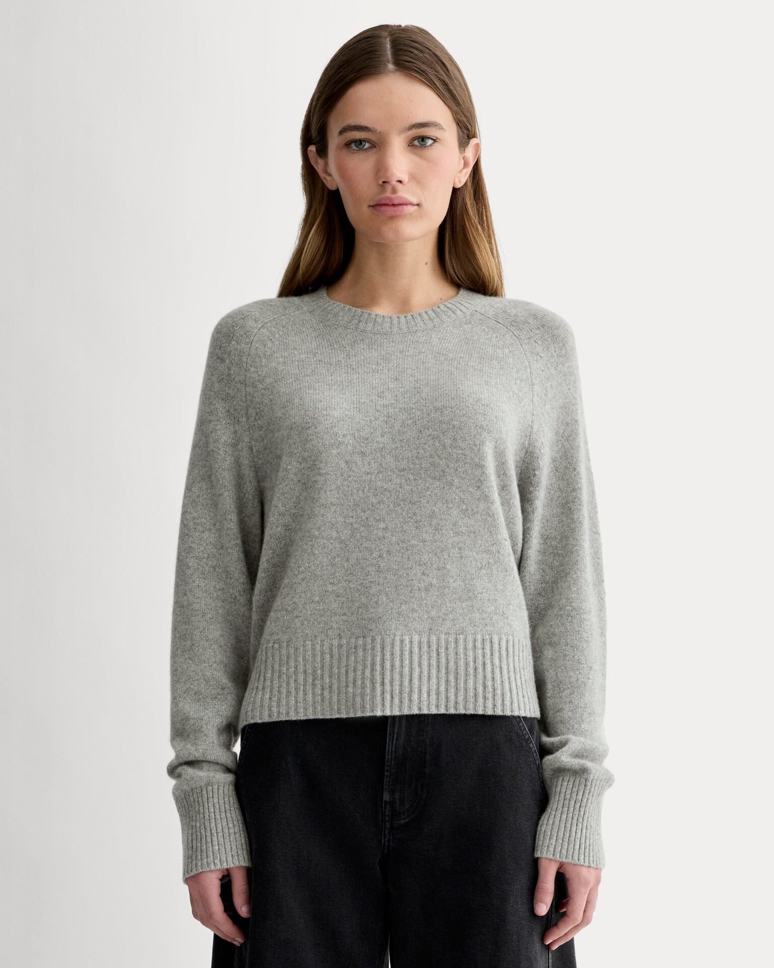The Boxy Crew in Cashmere (Light Heather Grey)