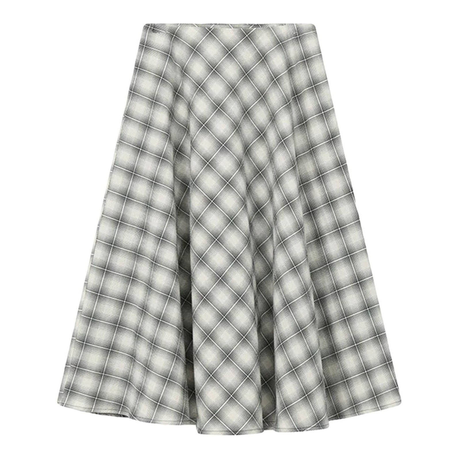 A-Line Plaid Midi Skirt (Red)