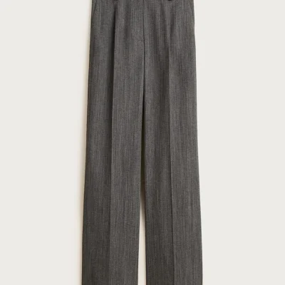 Essential Wide Leg Pant in Italian Studio Wool Blend (Grey)