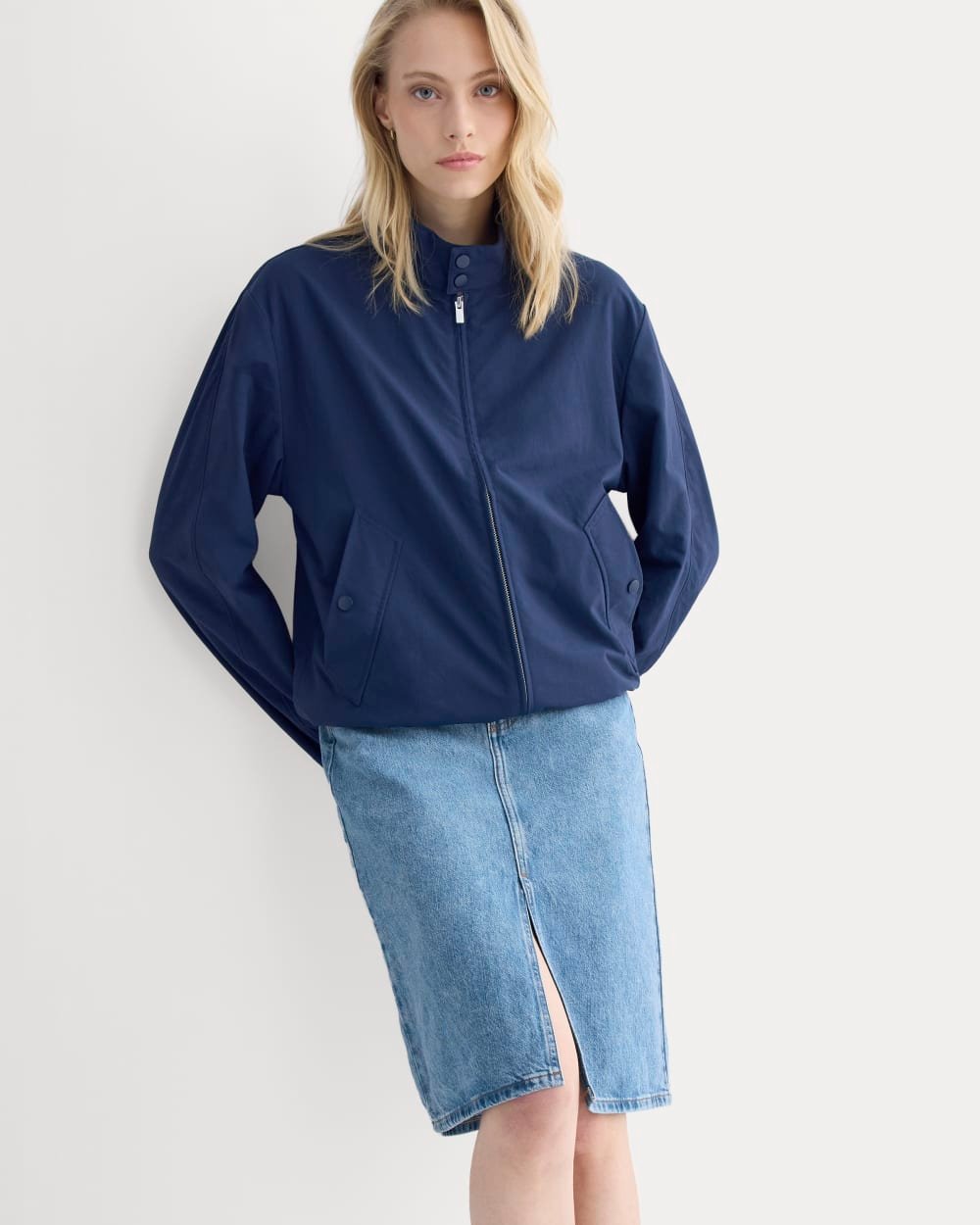 Mid-Rise Denim Midi Skirt (Vintage Mid Indigo)