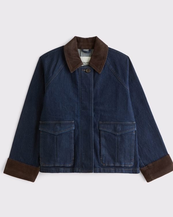 Short Denim Barn Jacket (Dark Wash)