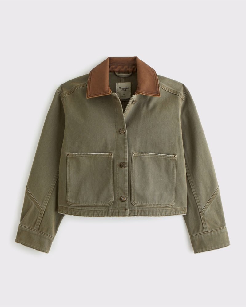 Short Twill Barn Jacket (Olive Green)