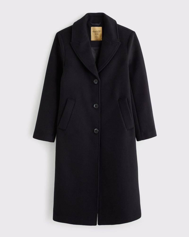 Wool-Blend Tailored Topcoat (Black)