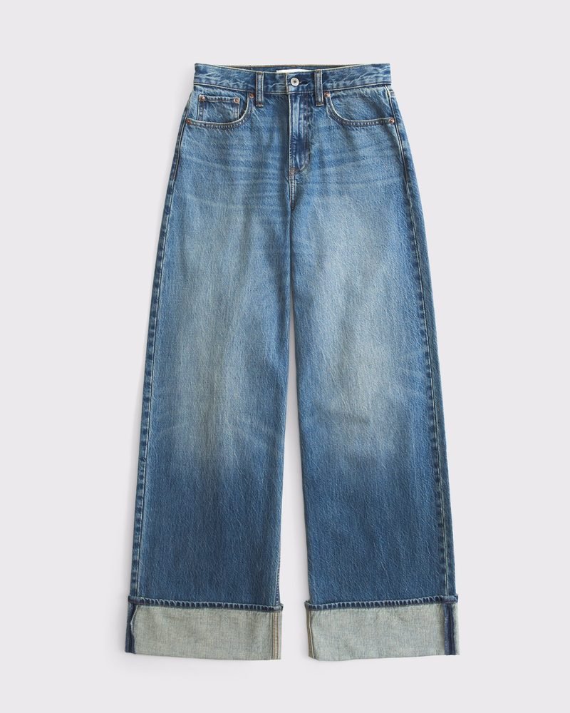 High Rise Wide Leg Cuffed Jean (Medium Cuffed Hem)