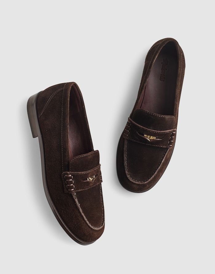 The Grayson Suede Penny Loafers (Dark Carob)