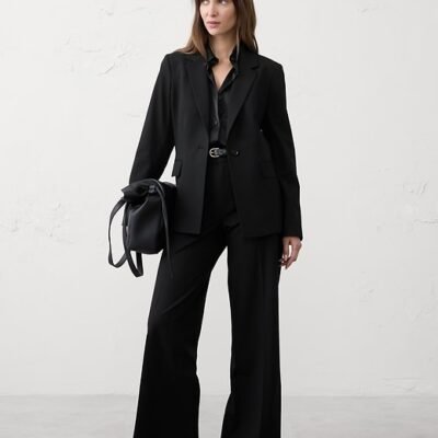 Sculpted Stretch Long Blazer (Black)