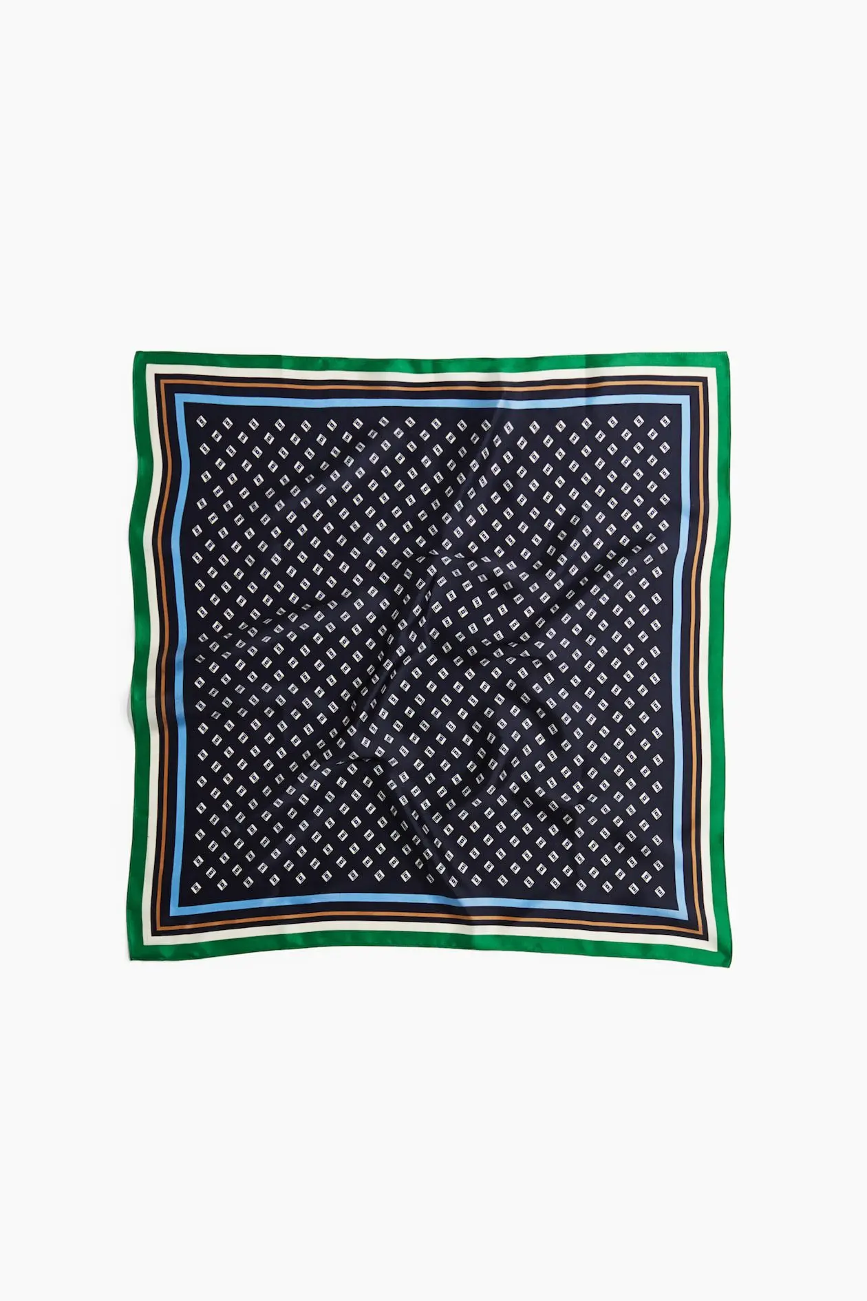 Printed Silk Scarf (Navy blue/green)
