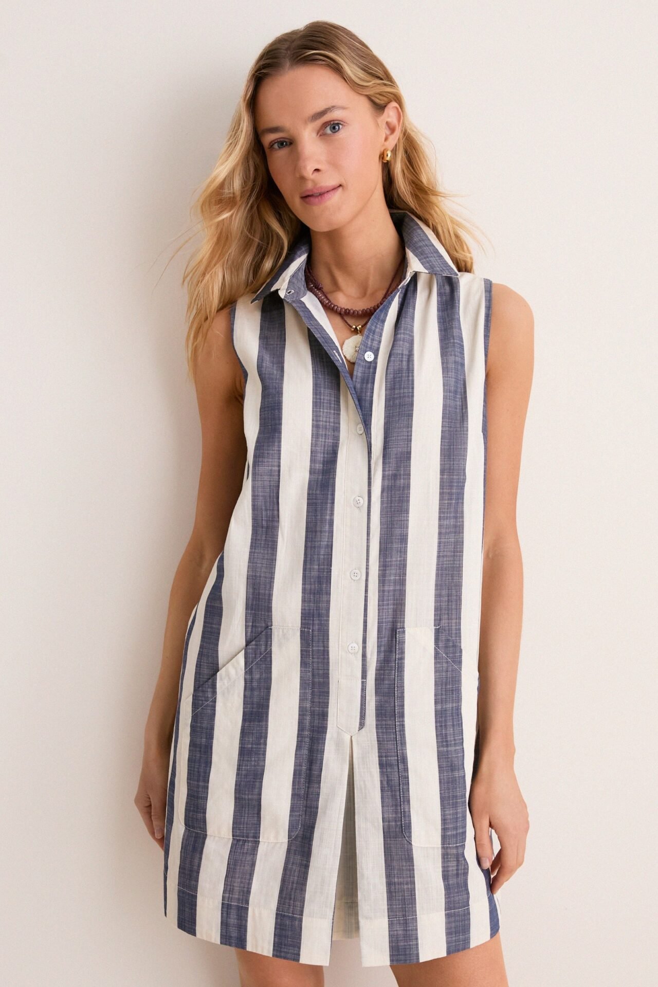 Villa Stripe Cotton Celio Shirt Dress
