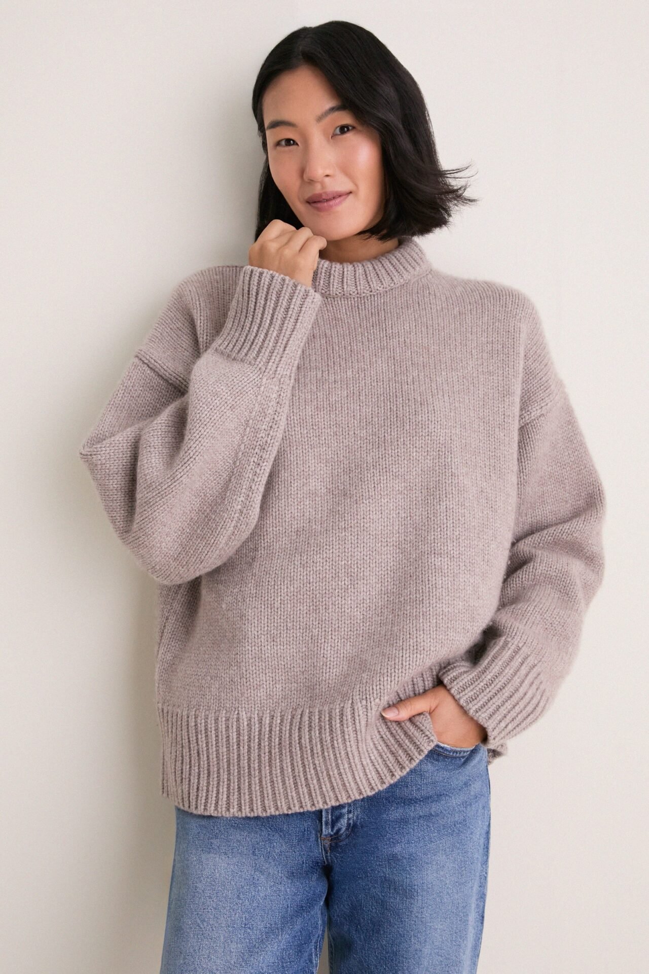 Wheat Genevieve Cashmere Wool Blend Crewneck Sweater