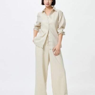 Linen Blend Easy Pants (Natural)