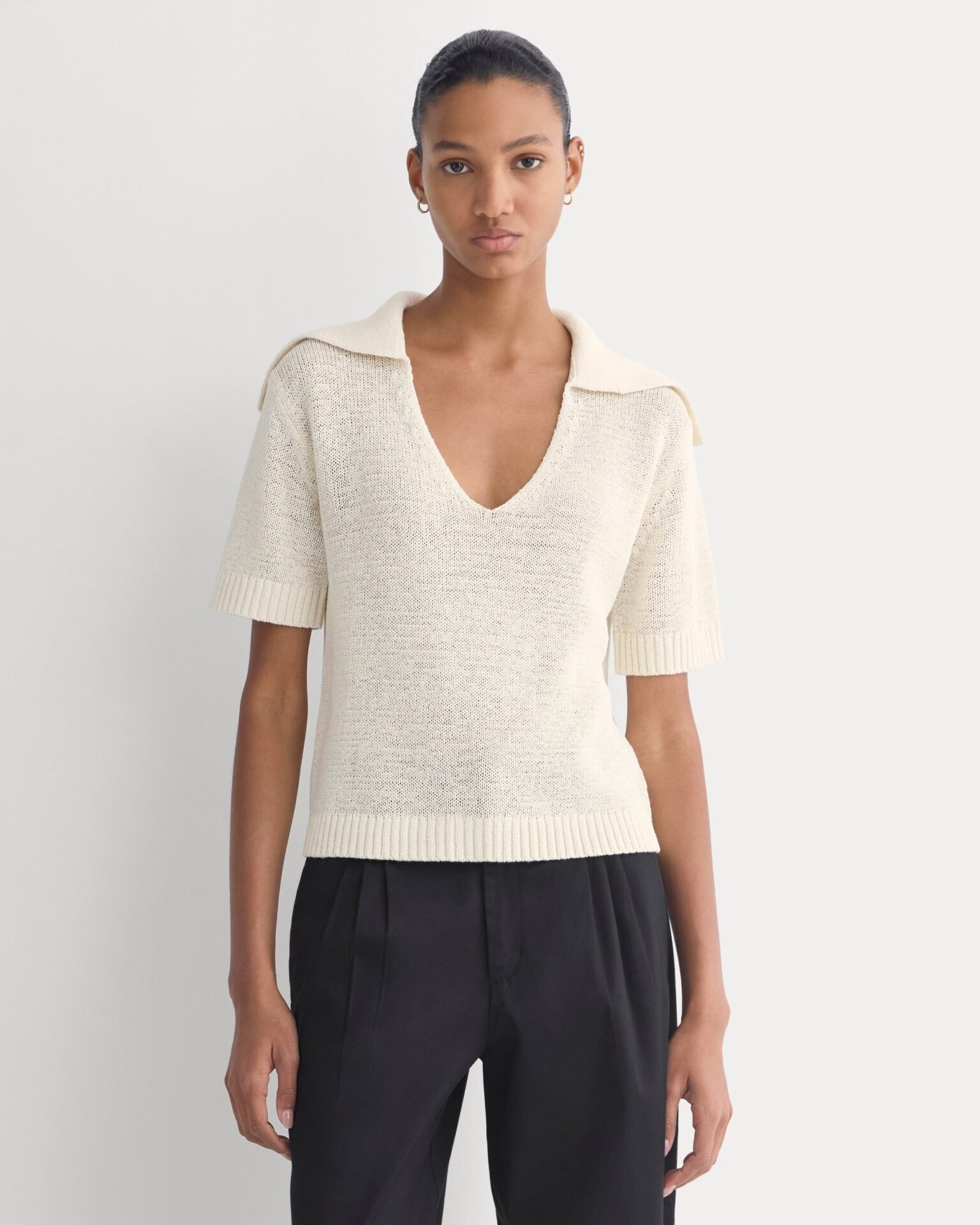 Open Collar Polo (Bone)