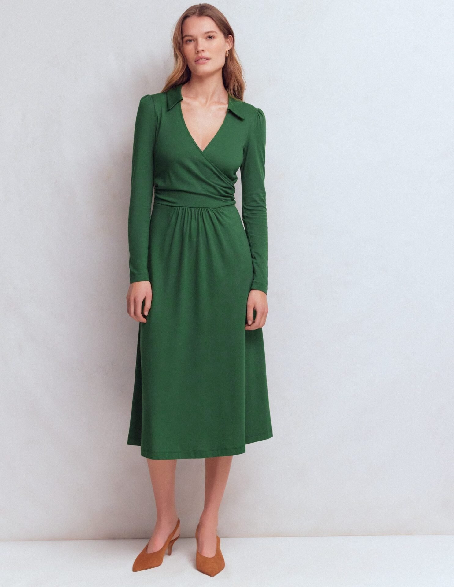 Carla Jersey Wrap Dress (Hunter Green)