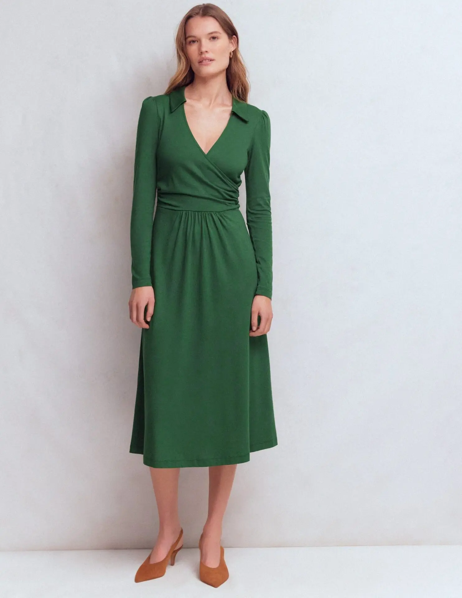 Carla Jersey Wrap Dress (Hunter Green)