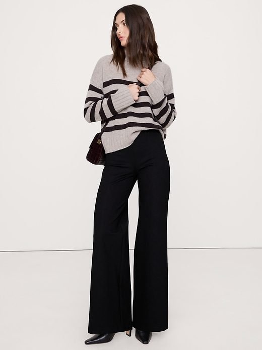 High-Rise Wide-Leg Everywhere Ponte Pull-On Pant (Black)