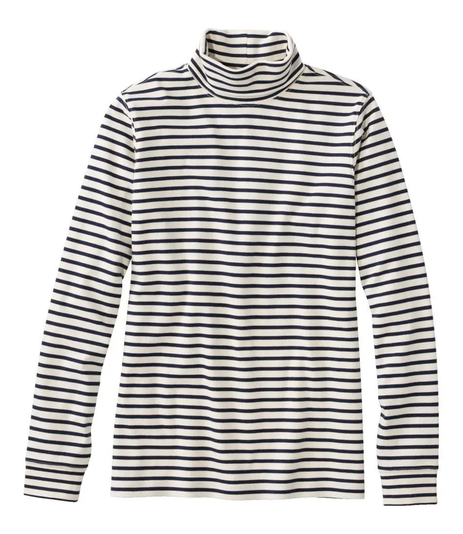 Women's Interlock Turtleneck, Long-Sleeve Stripe (Cream/Classic Navy)