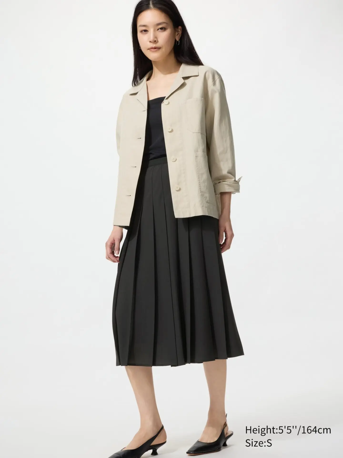 Women's Chiffon Pleated Midi Skirt (09 Black)