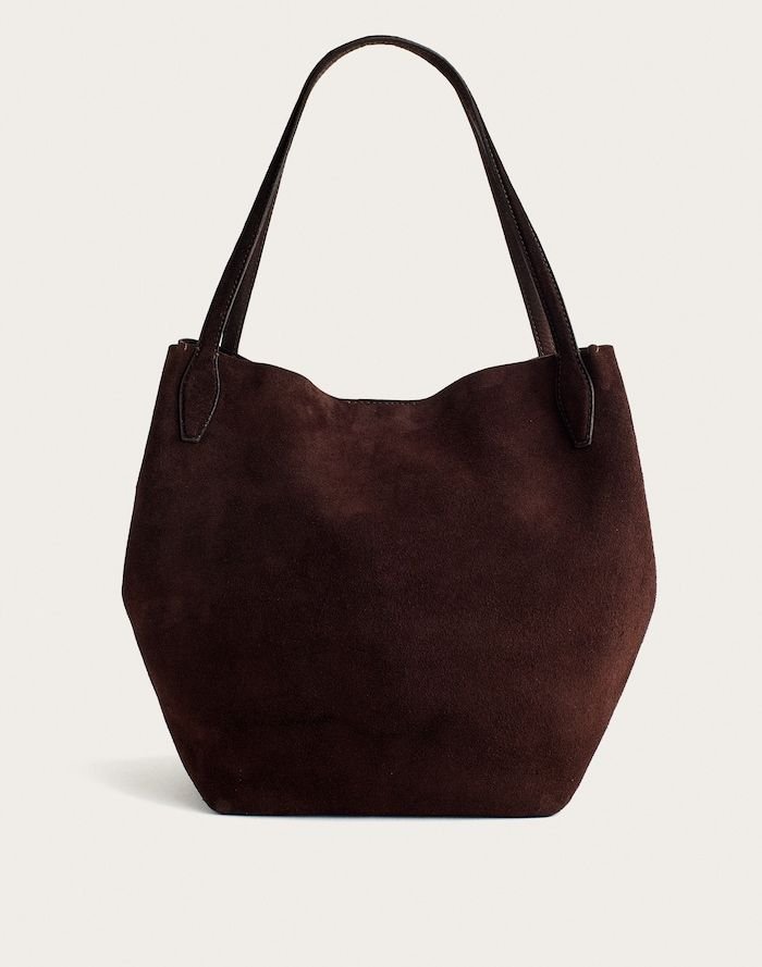 The Shopper Tote (Suede Soft Grain, Dark Carob)