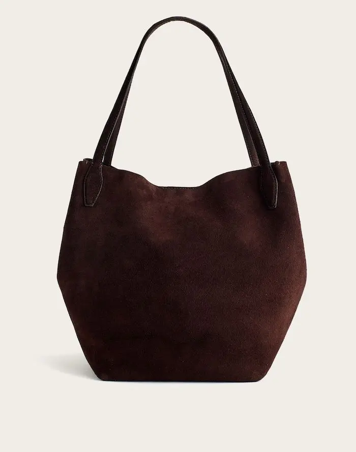 The Shopper Tote (Suede Soft Grain, Dark Carob)