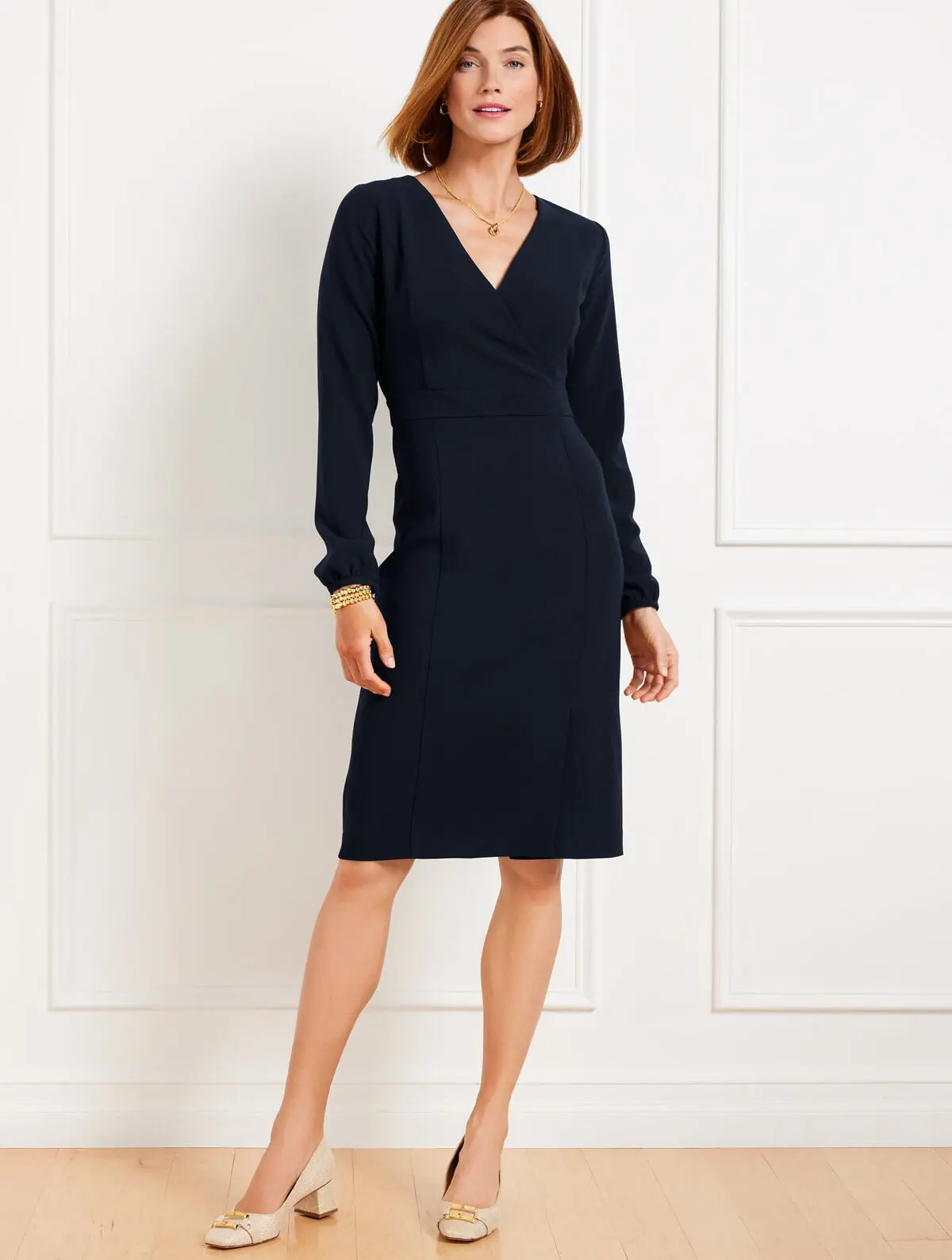 Easy Travel Long Sleeve Dress (Indigo Blue)
