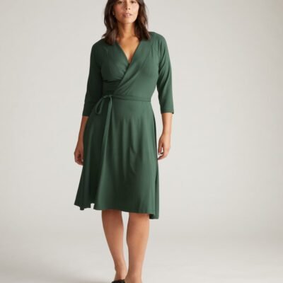 The Divine Jersey Wrap Dress (Conifer)
