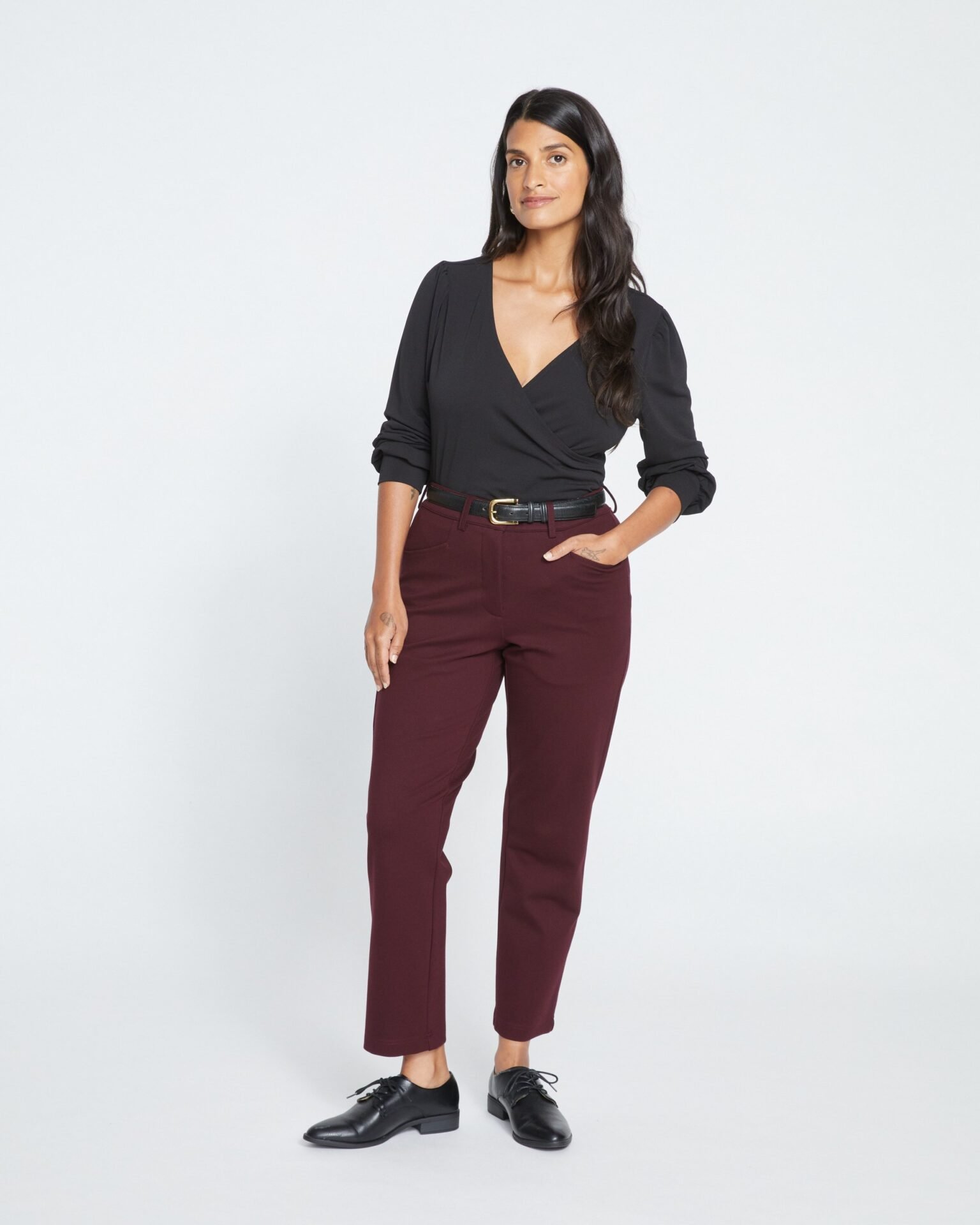 Cigarette Ponte Pants (Black Cherry)