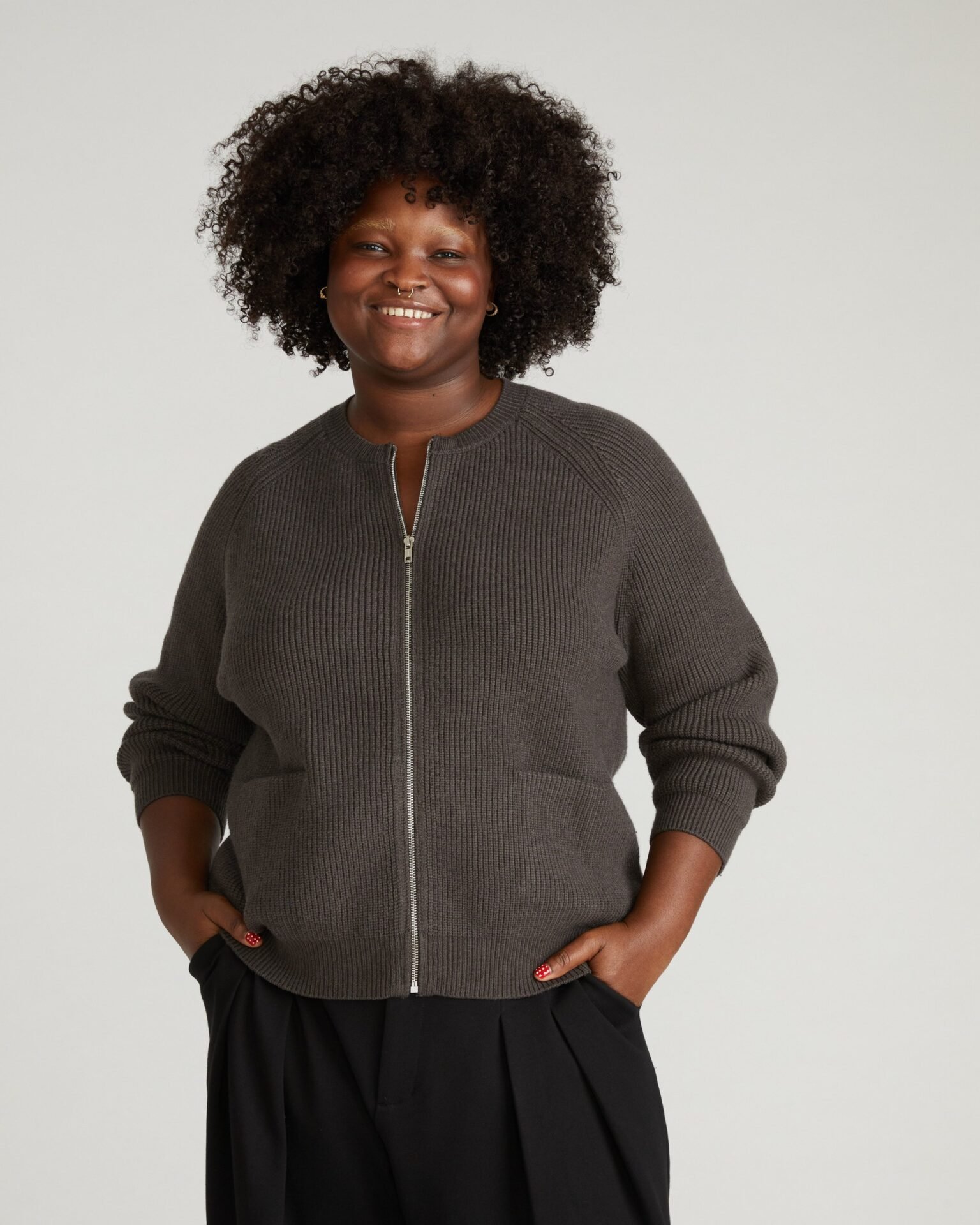 Better-Than-Wool Zip Cardigan (Graphite)