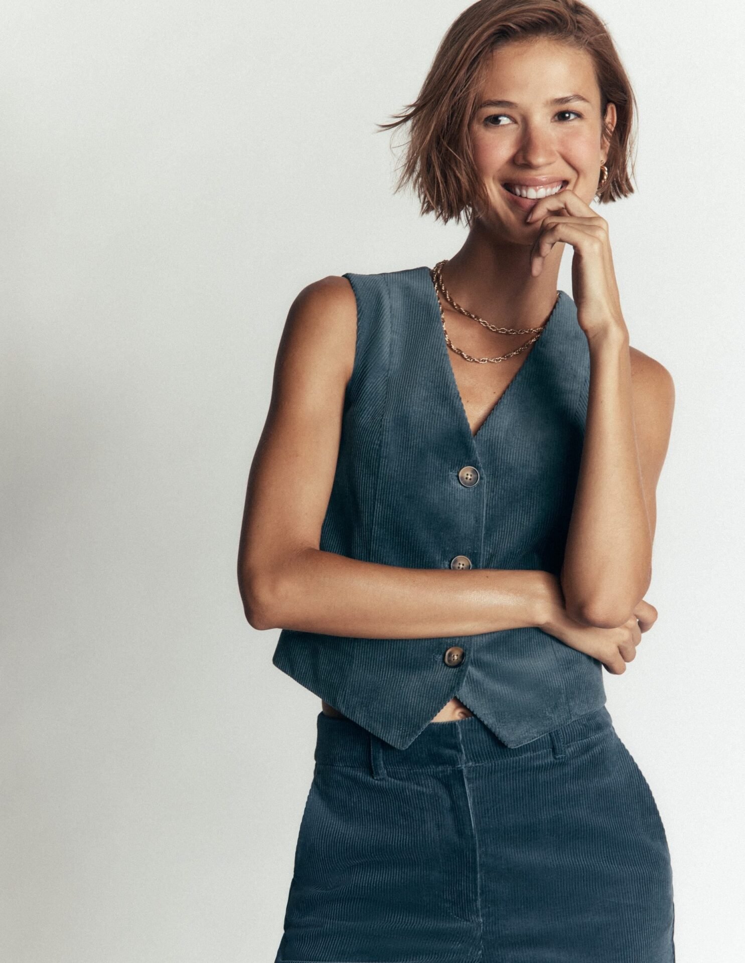 V-Neck Waistcoat (Storm Blue)