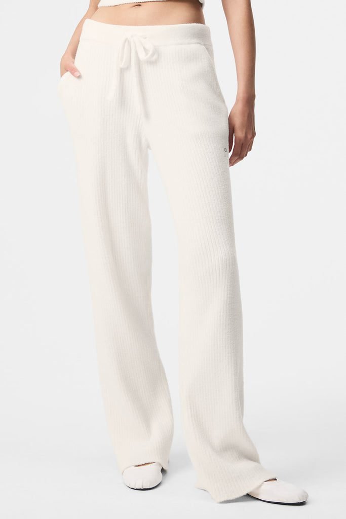Snuggle Up Sweater High-Waist Wide Leg Pant (Ivory)