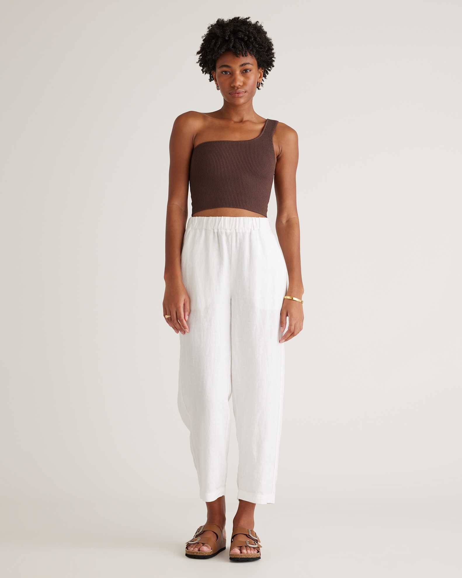 100% European Linen Pants (White)