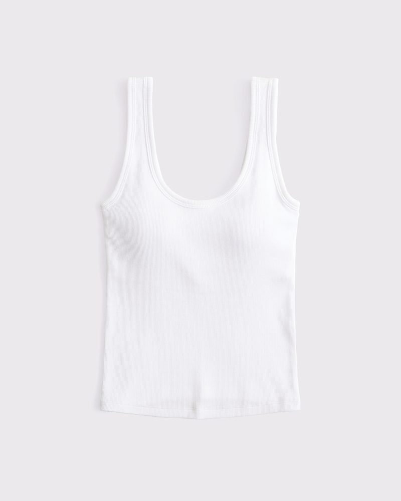 Bra-Free Rib Scoop Neck Tank (White)