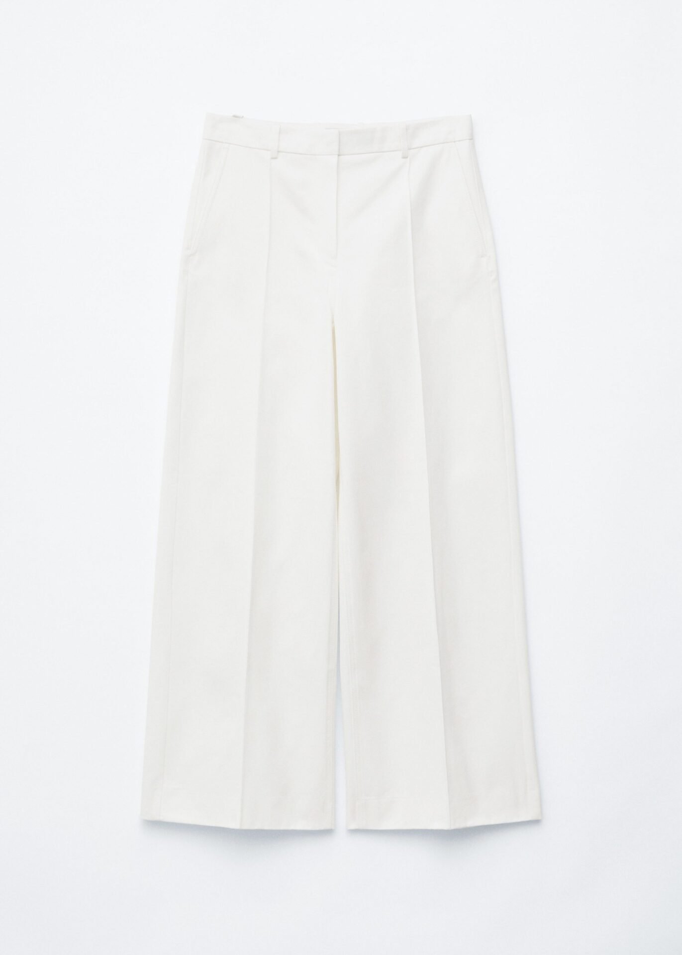 Press-Crease Cotton Trousers (White)