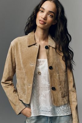 Real Suede Crop Jacket (Cinnamon Crunch)