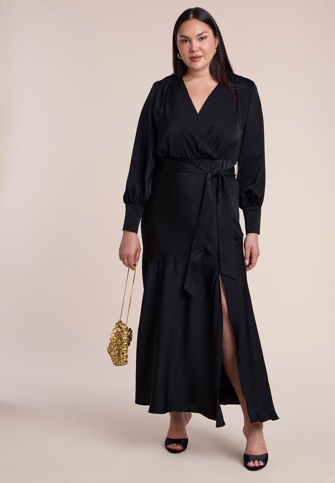 Satin Maxi Dress (Black Onyx)