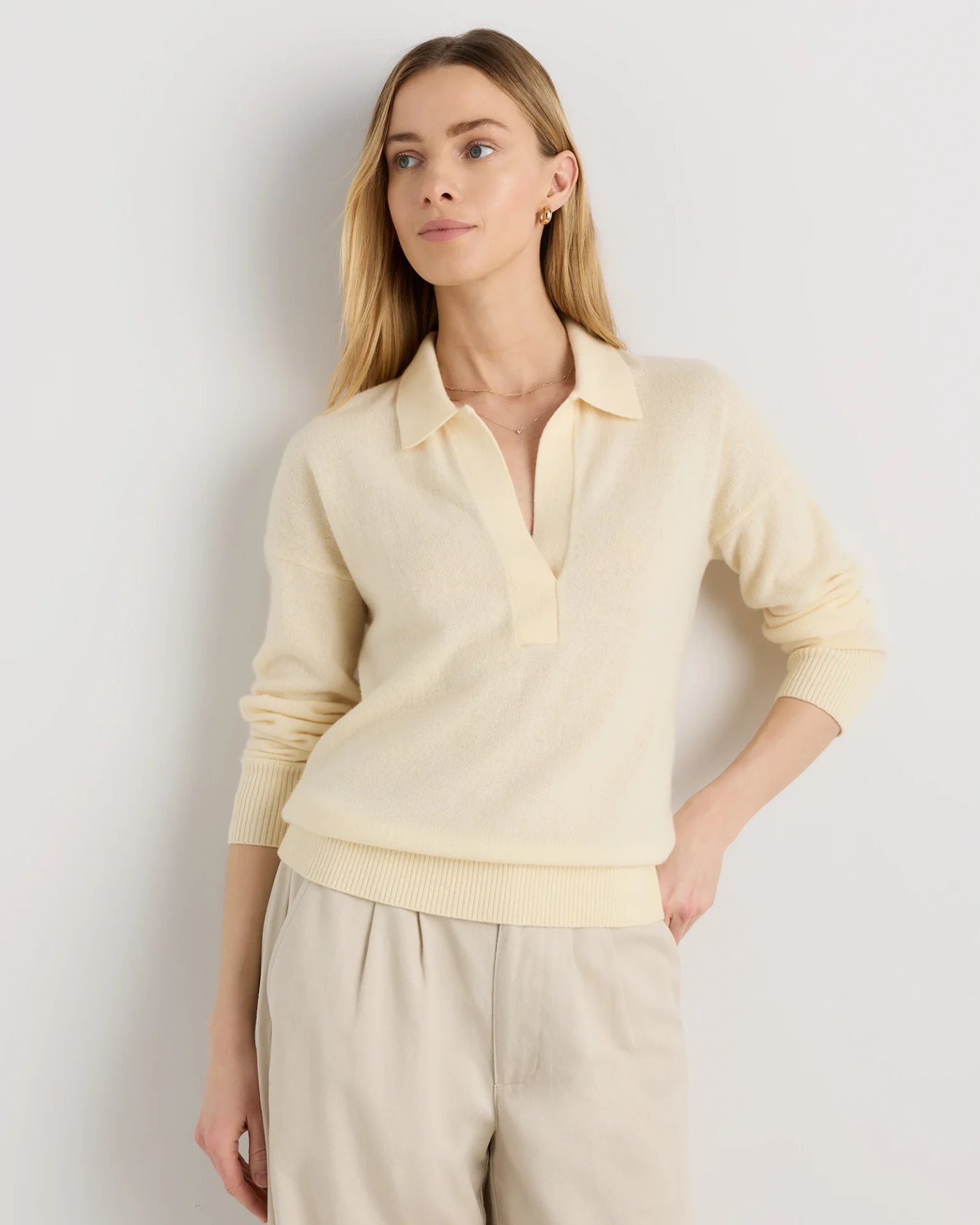Mongolian Cashmere Polo Sweater
