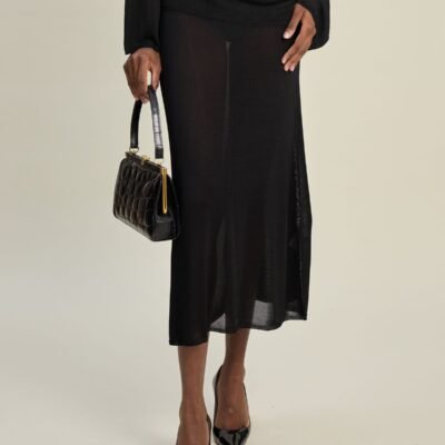 Knitted Midi Skirt (Black)
