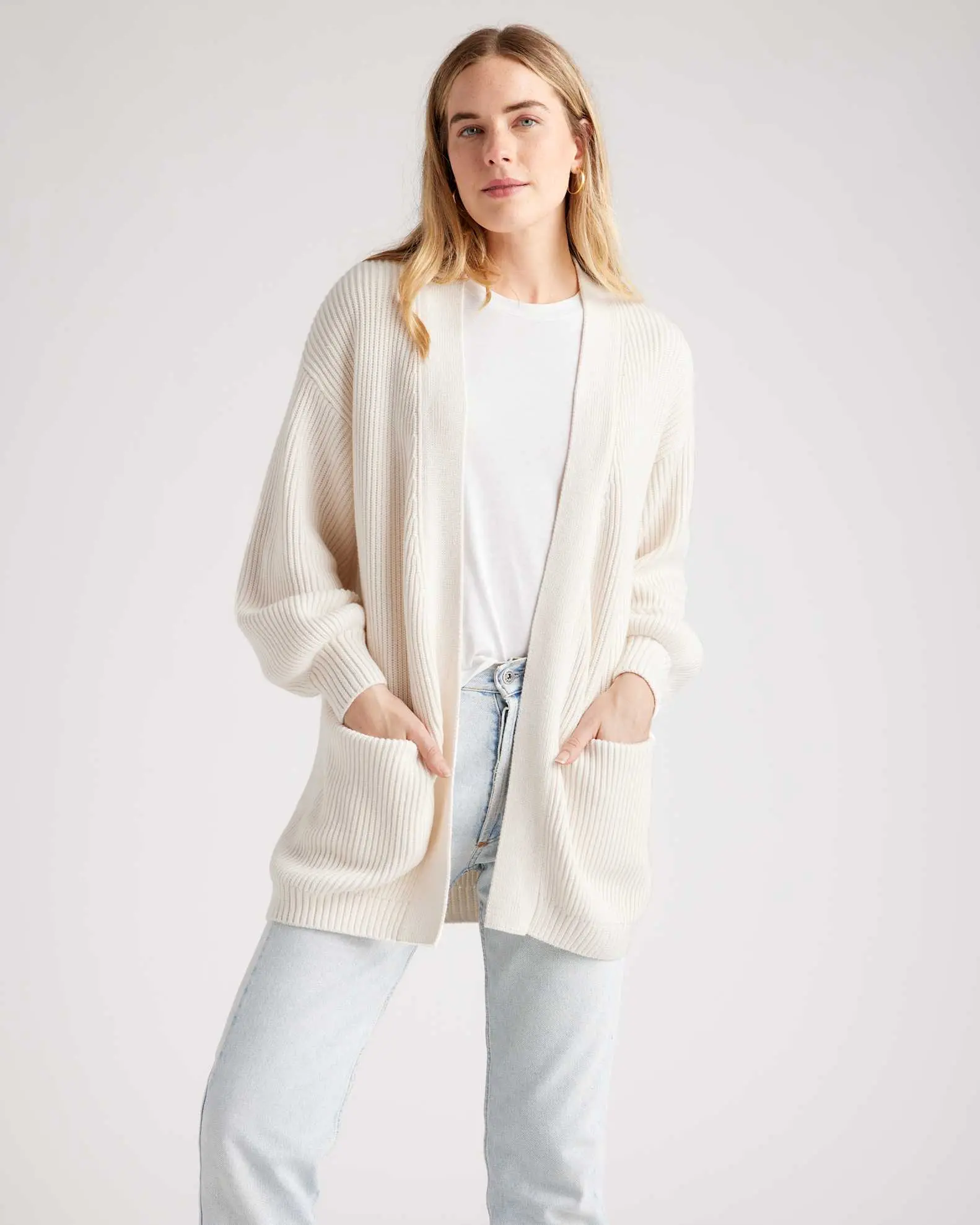 100% Organic Cotton Oversized Cardigan (Ivory)