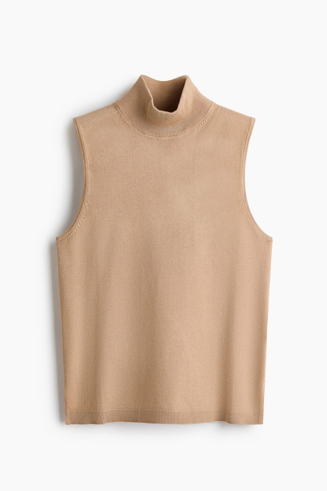 Mock Turtleneck Sweater Vest (Beige)