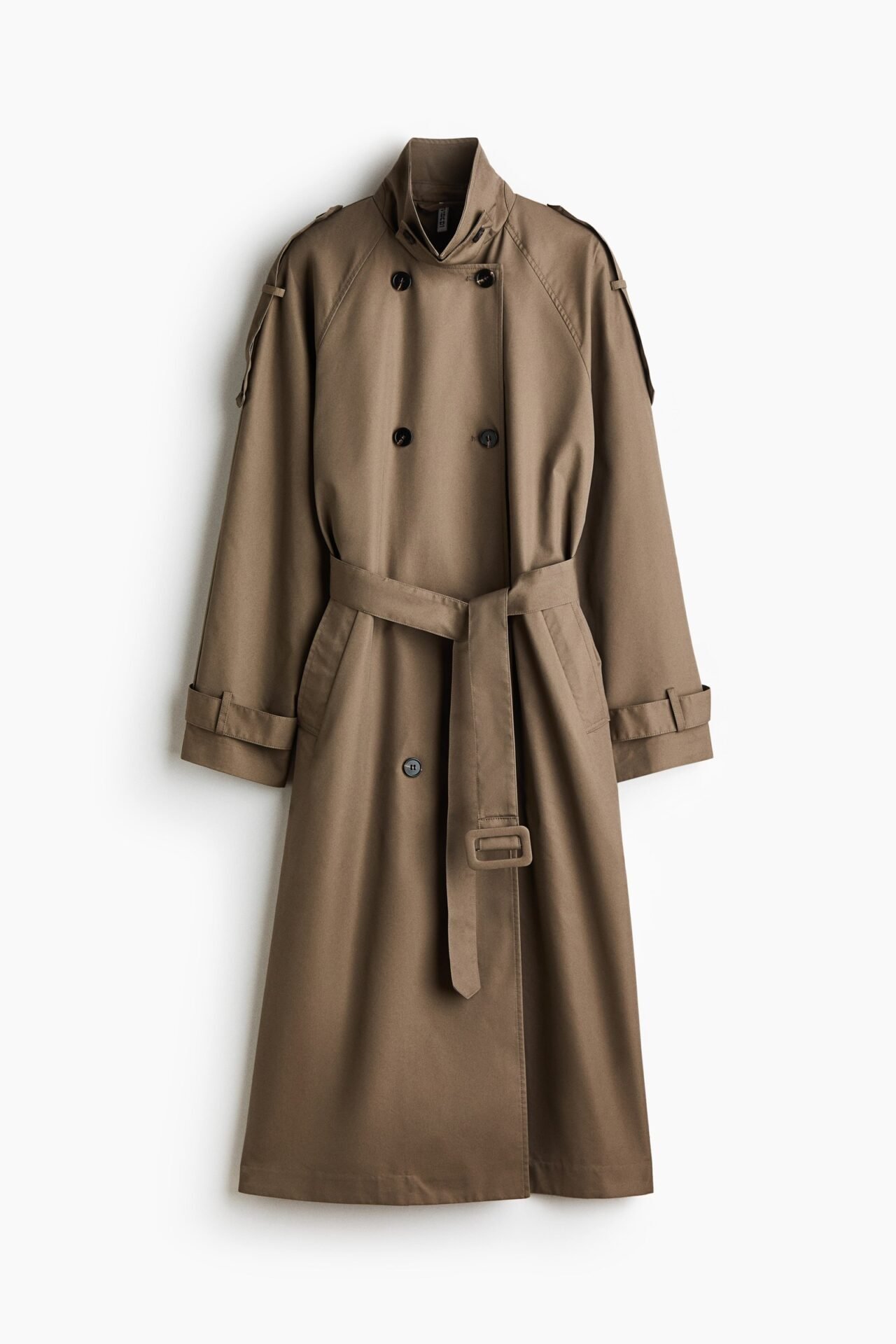 Double-Breasted Twill Trench Coat (Taupe)