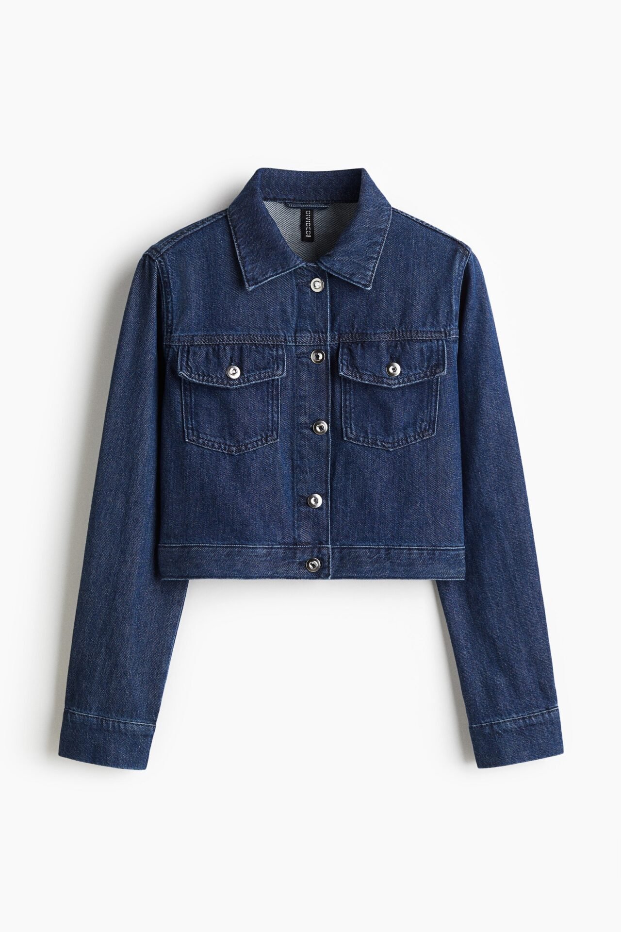 Cropped Denim Jacket (Dark Denim Blue)