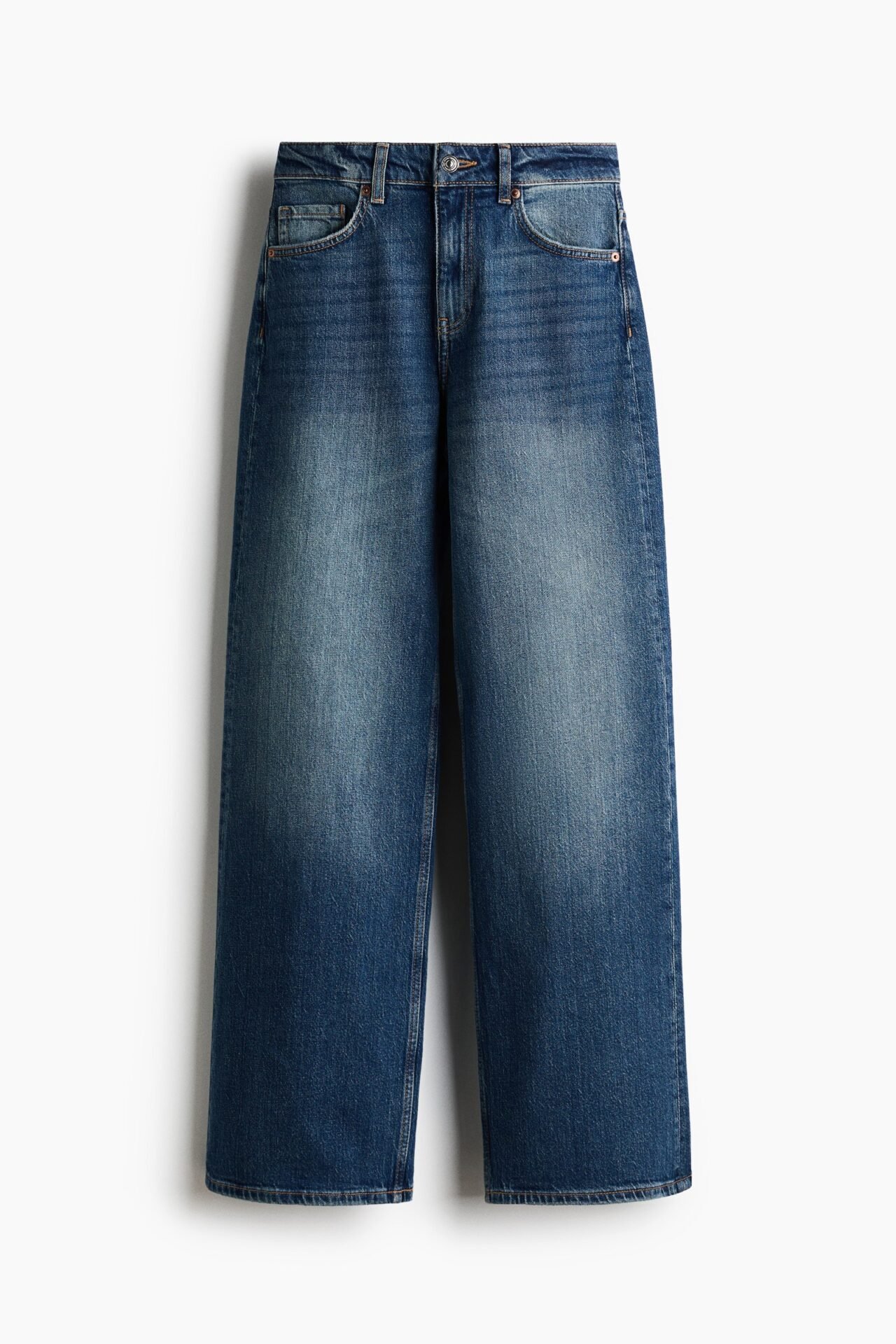 Straight High-Waist Jeans (Dark Denim Blue)