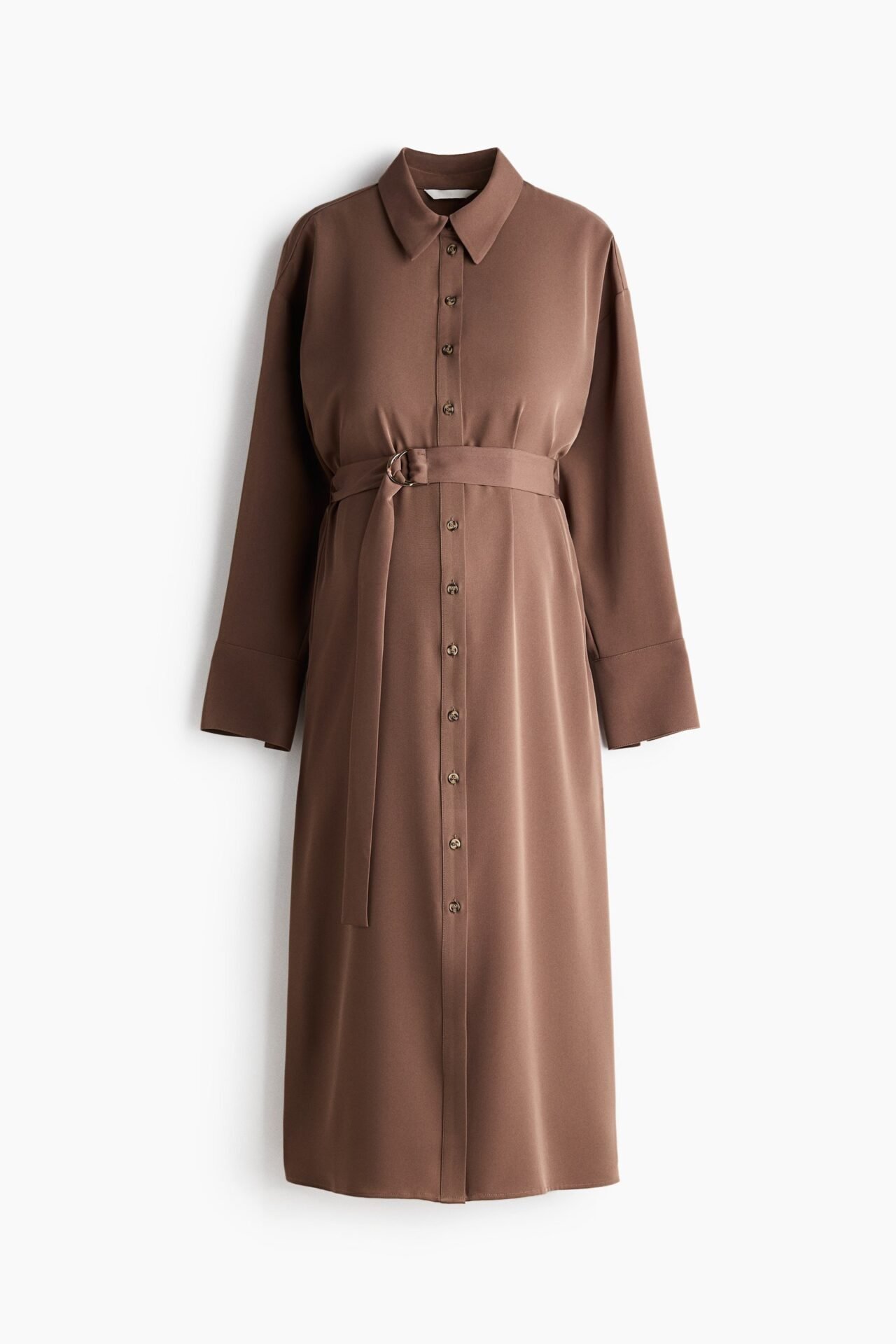 Shirt Dress with Belt (Brown)