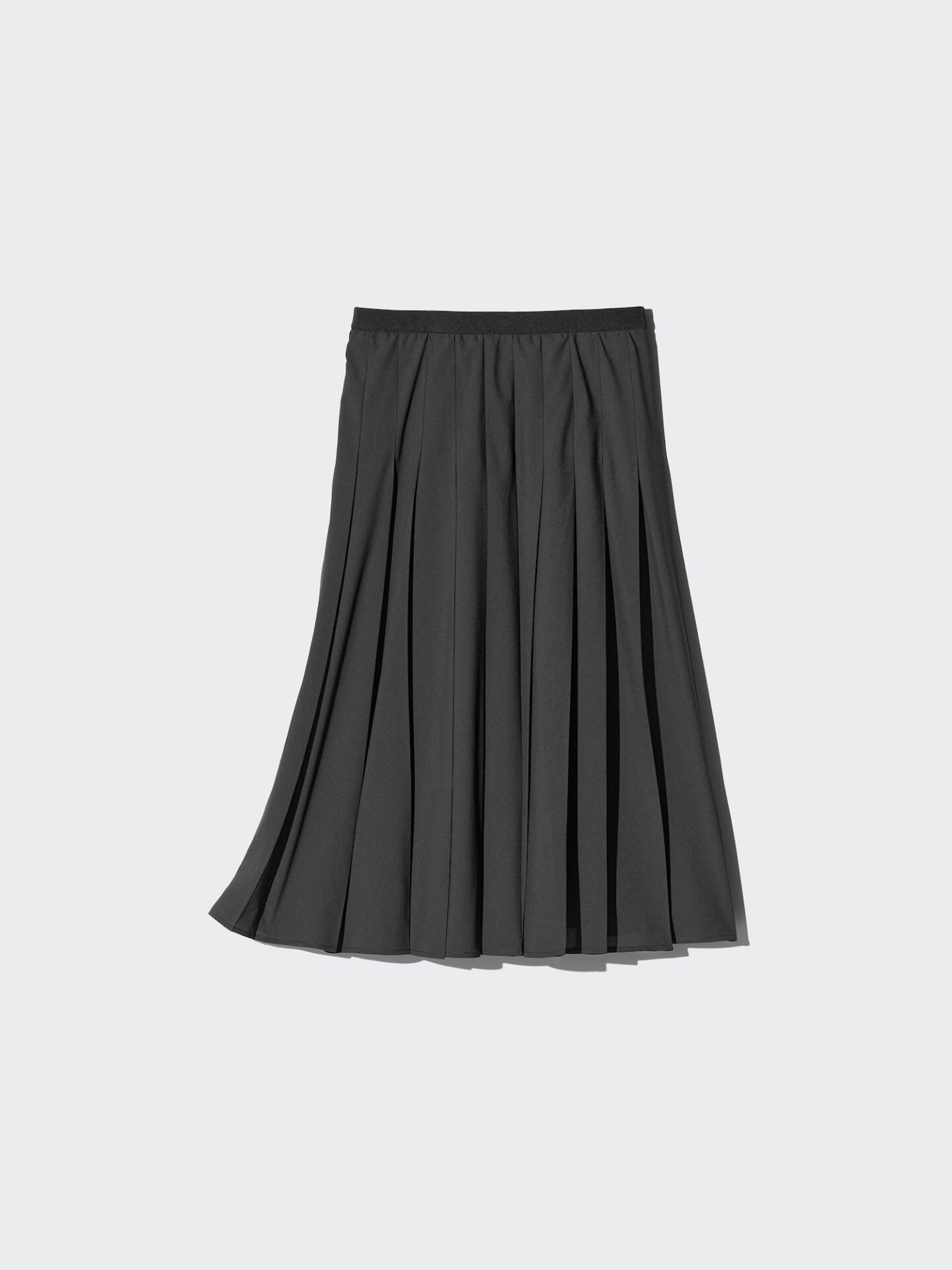 Chiffon Pleated Midi Skirt (Black)