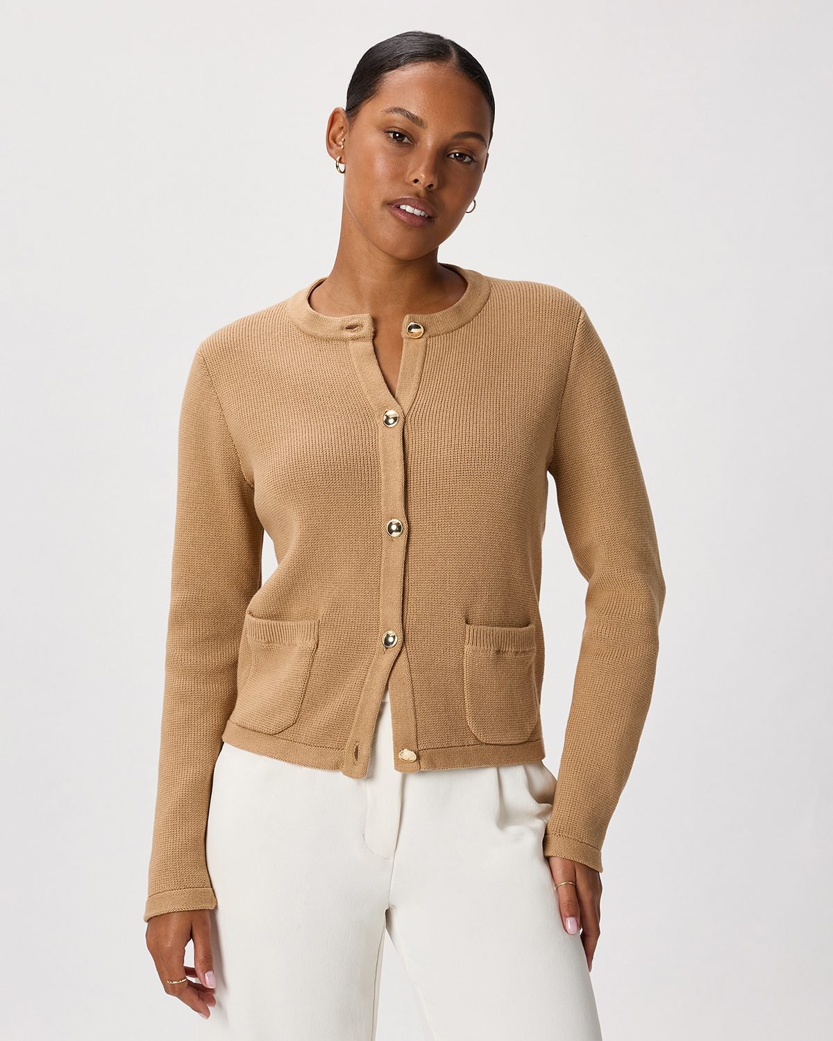 100% Organic Cotton Sweater Jacket (Camel)