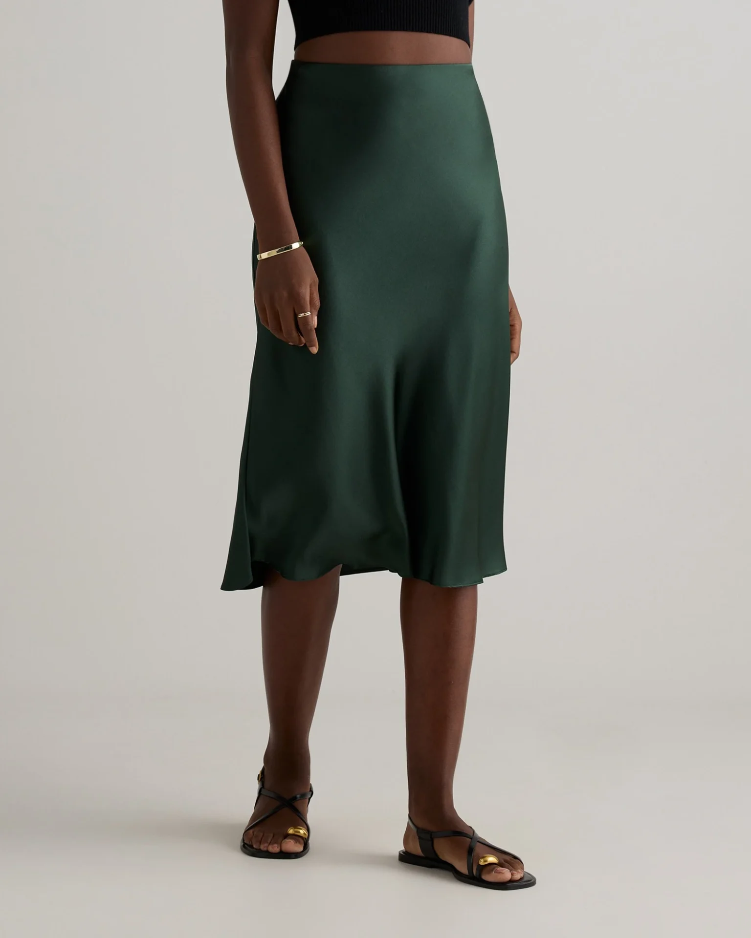 100% Washable Silk Skirt (Forest Green)