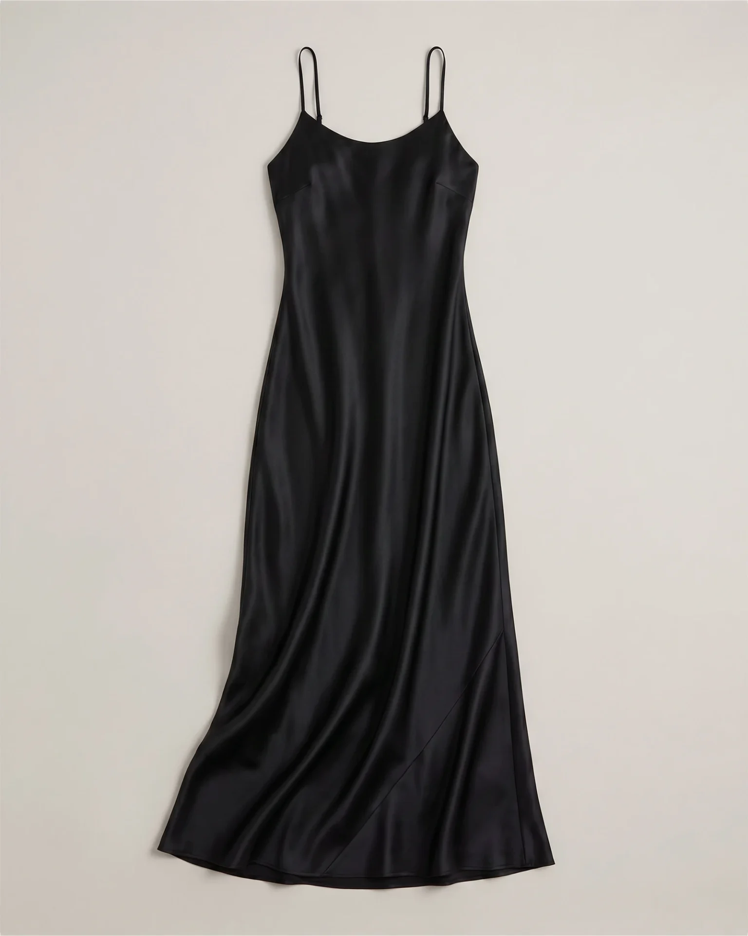 100% Washable Silk Maxi Slip Dress (Black)