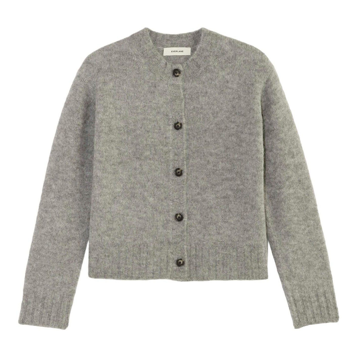 The Crew Cardigan in Alpaca (Heather Stone Grey)