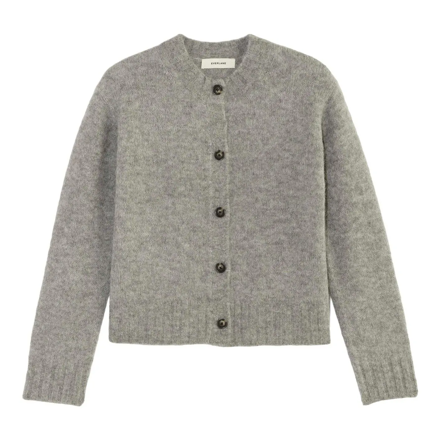The Crew Cardigan in Alpaca (Heather Stone Grey)